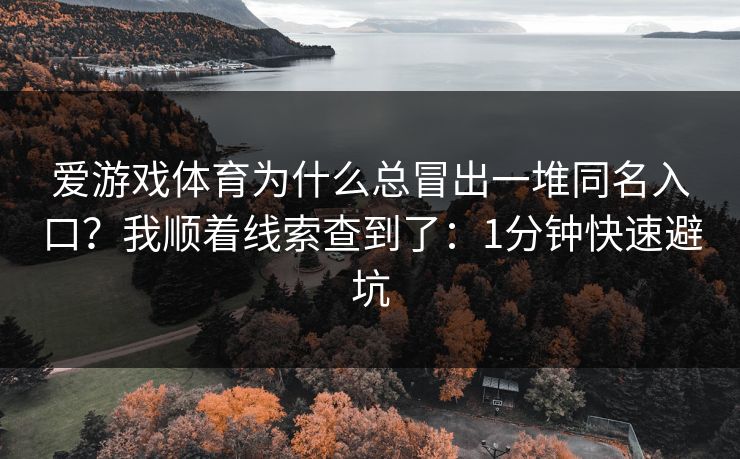 爱游戏体育为什么总冒出一堆同名入口？我顺着线索查到了：1分钟快速避坑