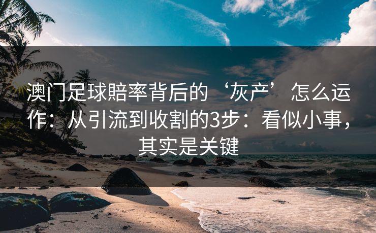 澳门足球賠率背后的‘灰产’怎么运作：从引流到收割的3步：看似小事，其实是关键