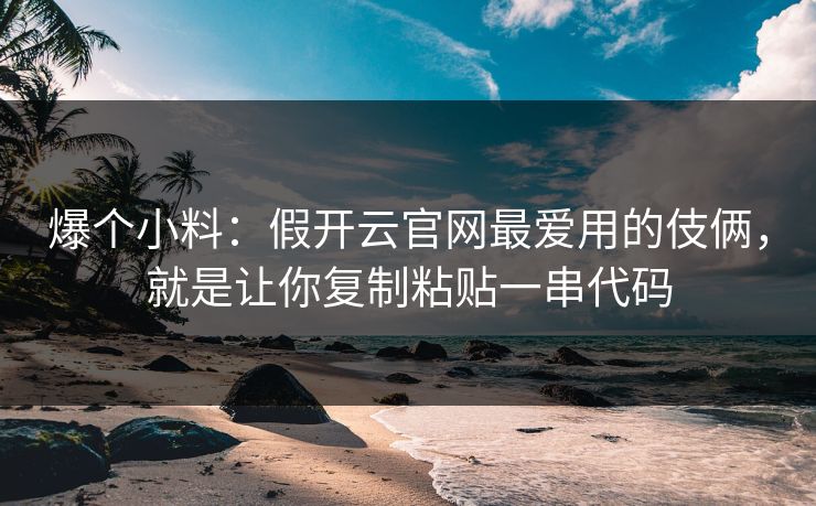 爆个小料：假开云官网最爱用的伎俩，就是让你复制粘贴一串代码